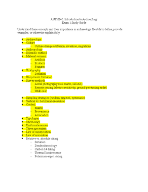 ANTH240 Exam 2 Review Guide - ANTH240 INTRODUCTION TO ARCHAEOLOGY Exam ...