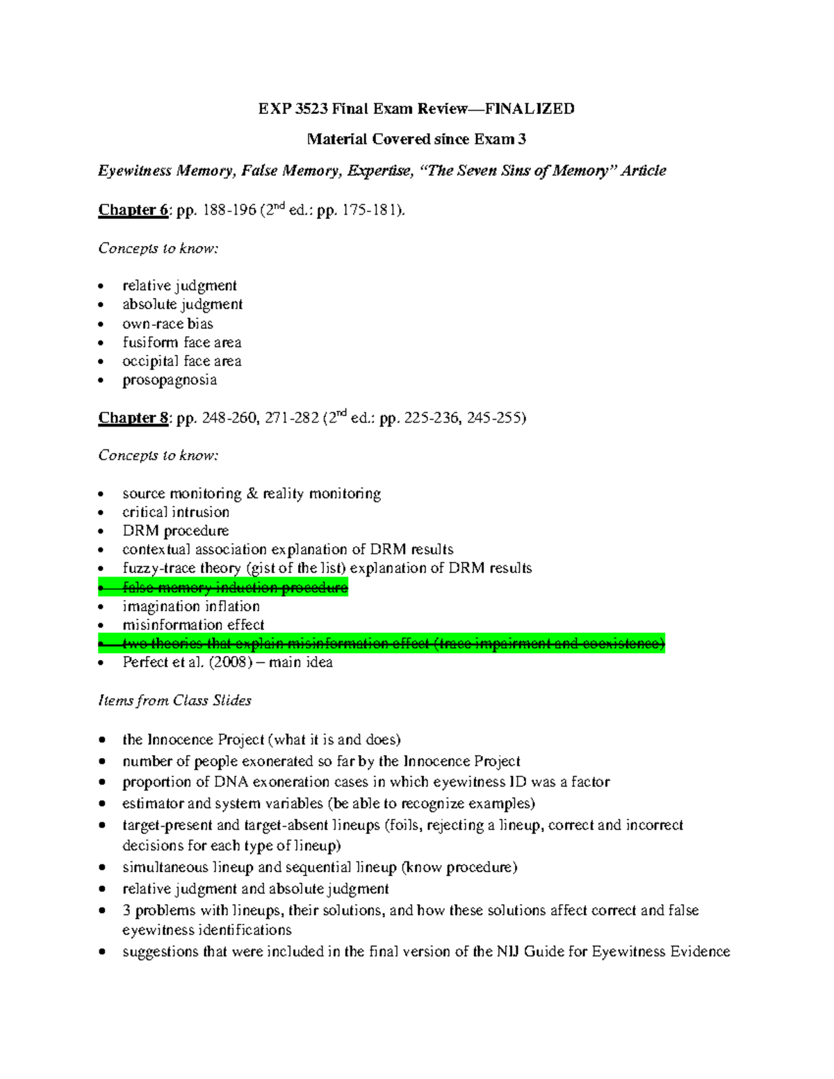Final+Exam+Review+(since+Exam+3)- Finalized - EXP 3523 Final Exam ...