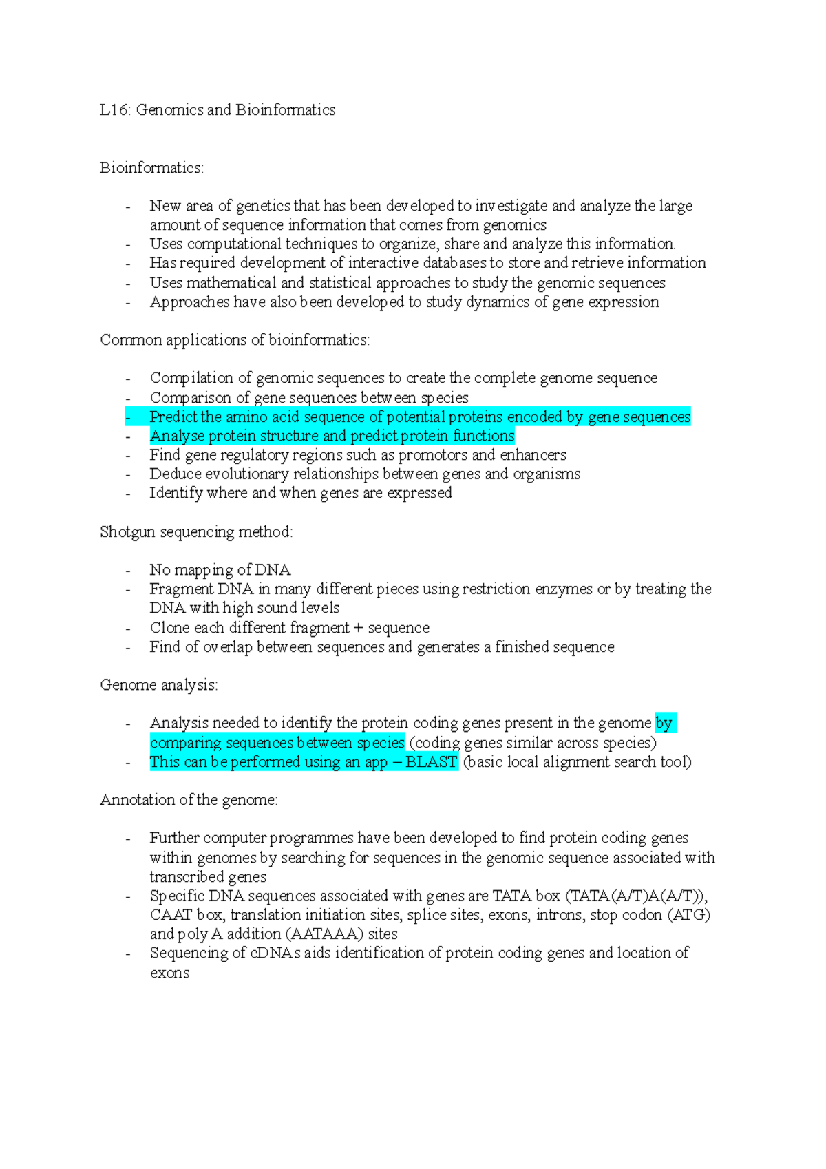 L16 - Genetics - Genomics And Bioinformatics - Lecture 16 Notes - L16 ...
