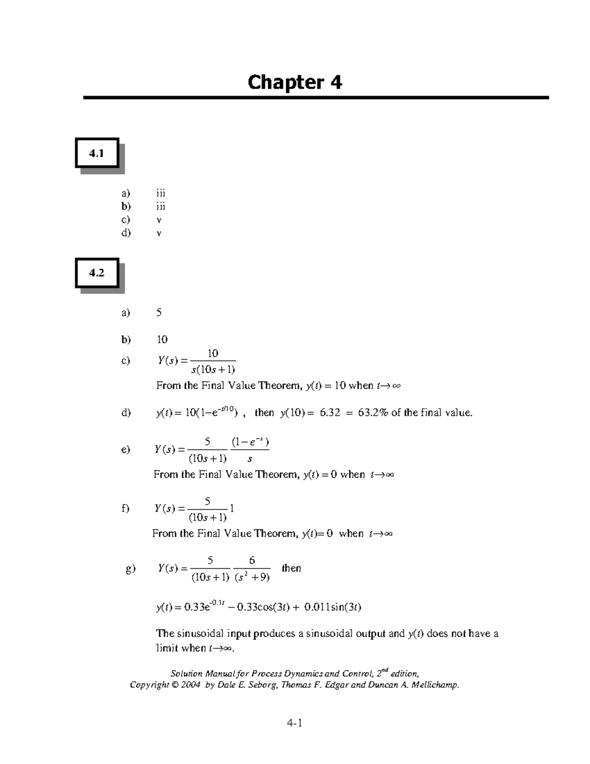 121578813 Process Dynamics and Control Solutions - 4. a) iii b) iii c ...