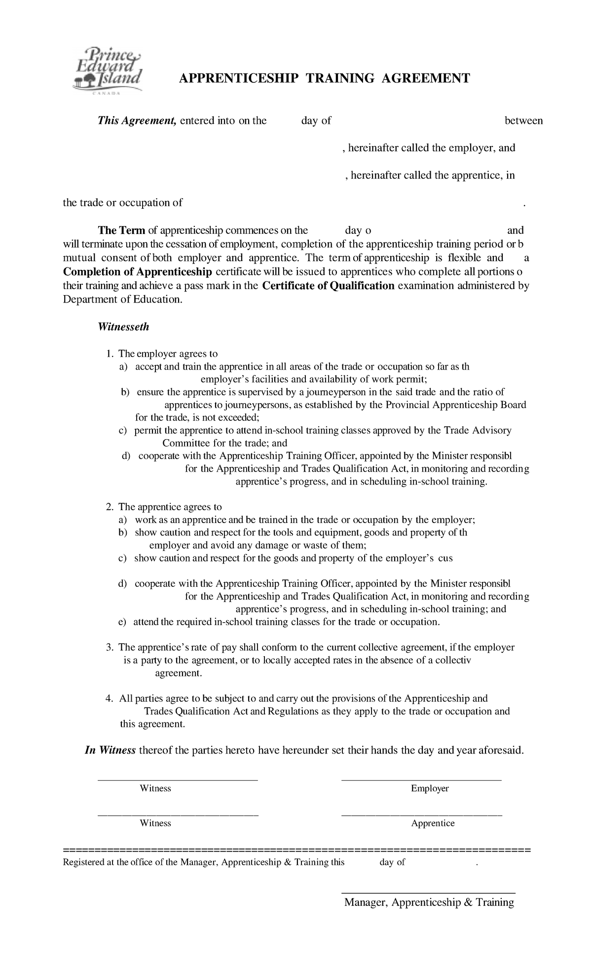 Educ apprentice - My course - APPRENTICESHIP TRAINING AGREEMENT This ...