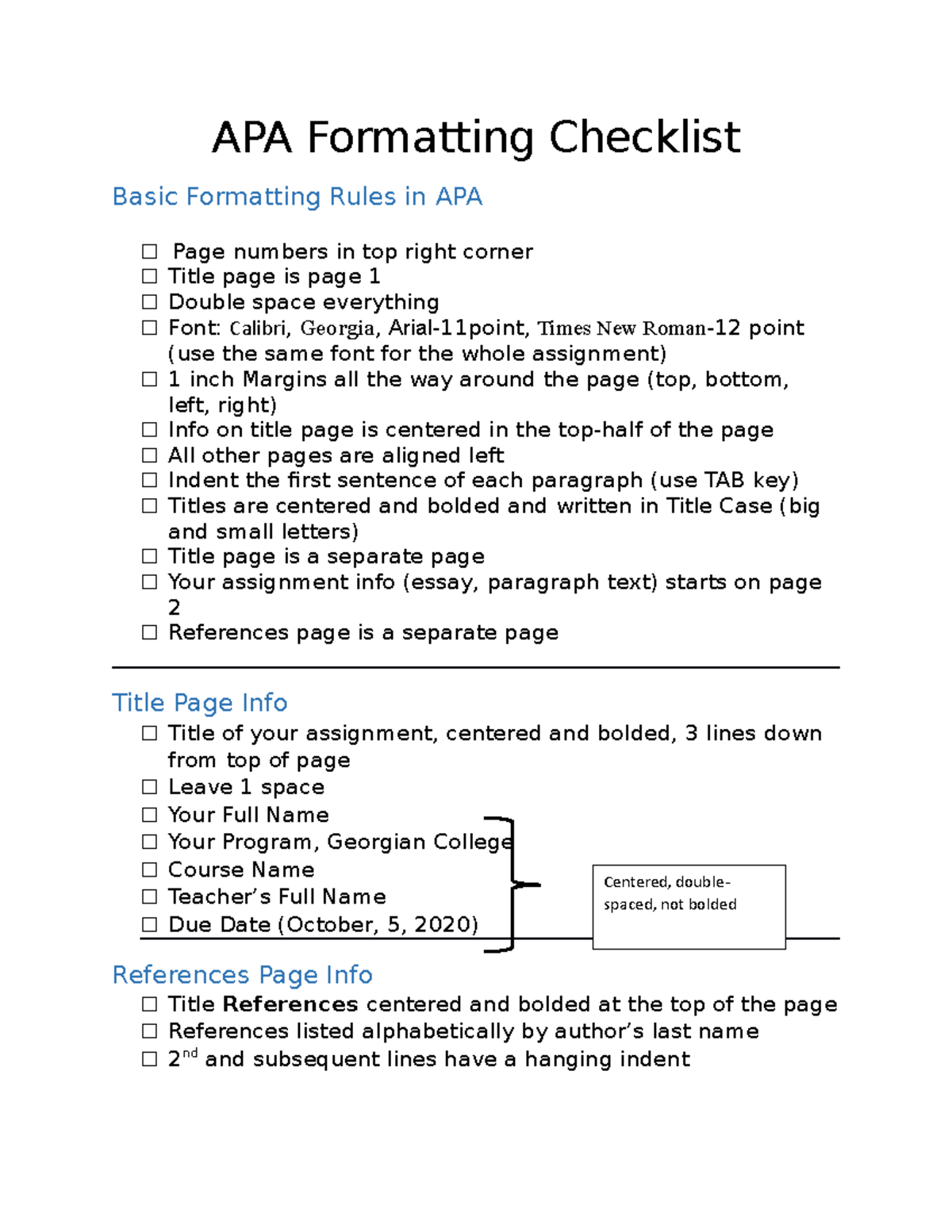 Apa Formatting Lists