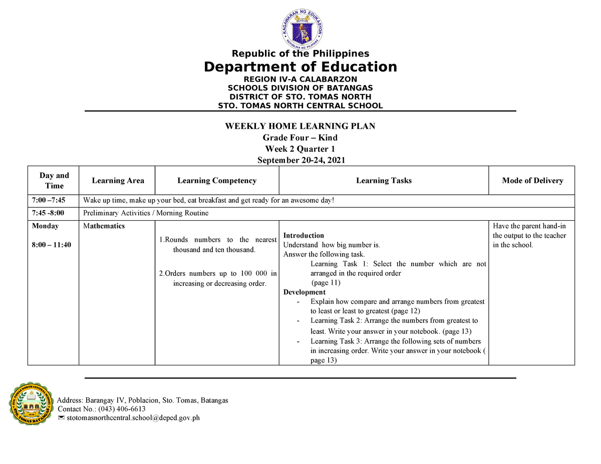 Weekly HOME Learning Q1 W2 - Department of Education REGION IV-A ...