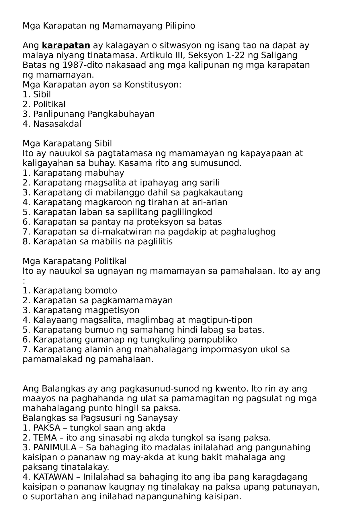 Mga Karapatan Ng Mamamayang Pilipino Artikulo Iii Seksyon 1 22 Ng Saligang Batas Ng 1987 Dito 4625