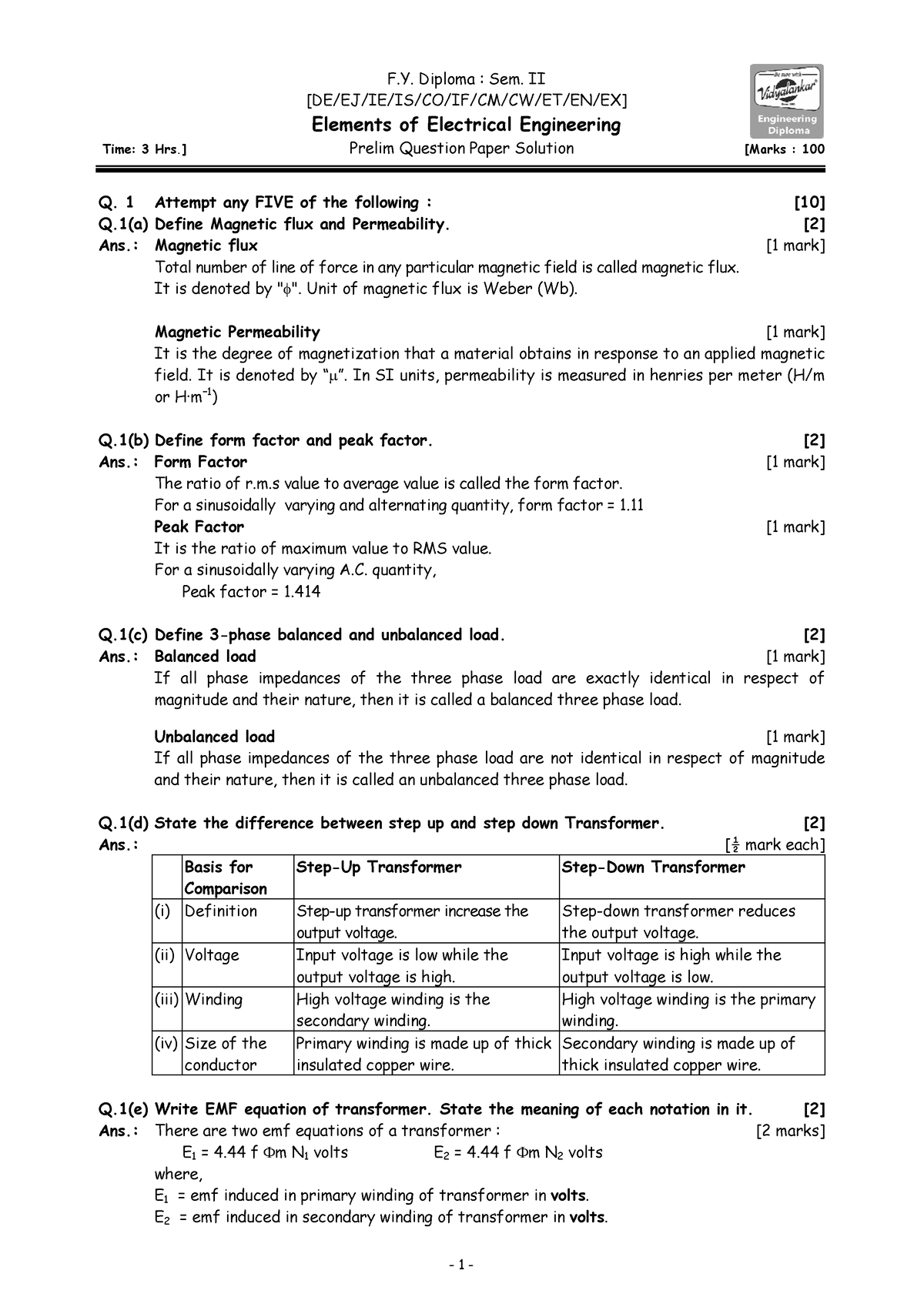 EE Soln - Assignment Paper - F. Diploma : Sem. II [DE/EJ/IE/IS/CO/IF/CM ...