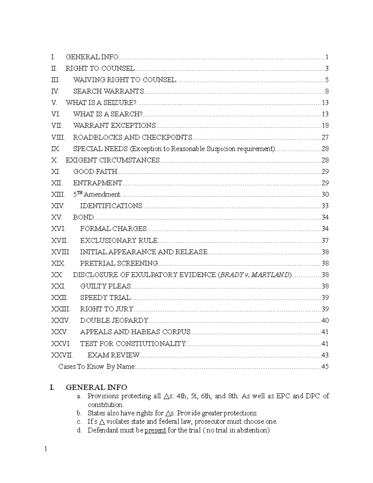 Crim Pro Williams Study Guide - I. GENERAL INFO a. Provisions ...
