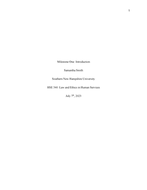 HSE 340 Milestone Two Case Review - 1 Final Project Milestone Two ...