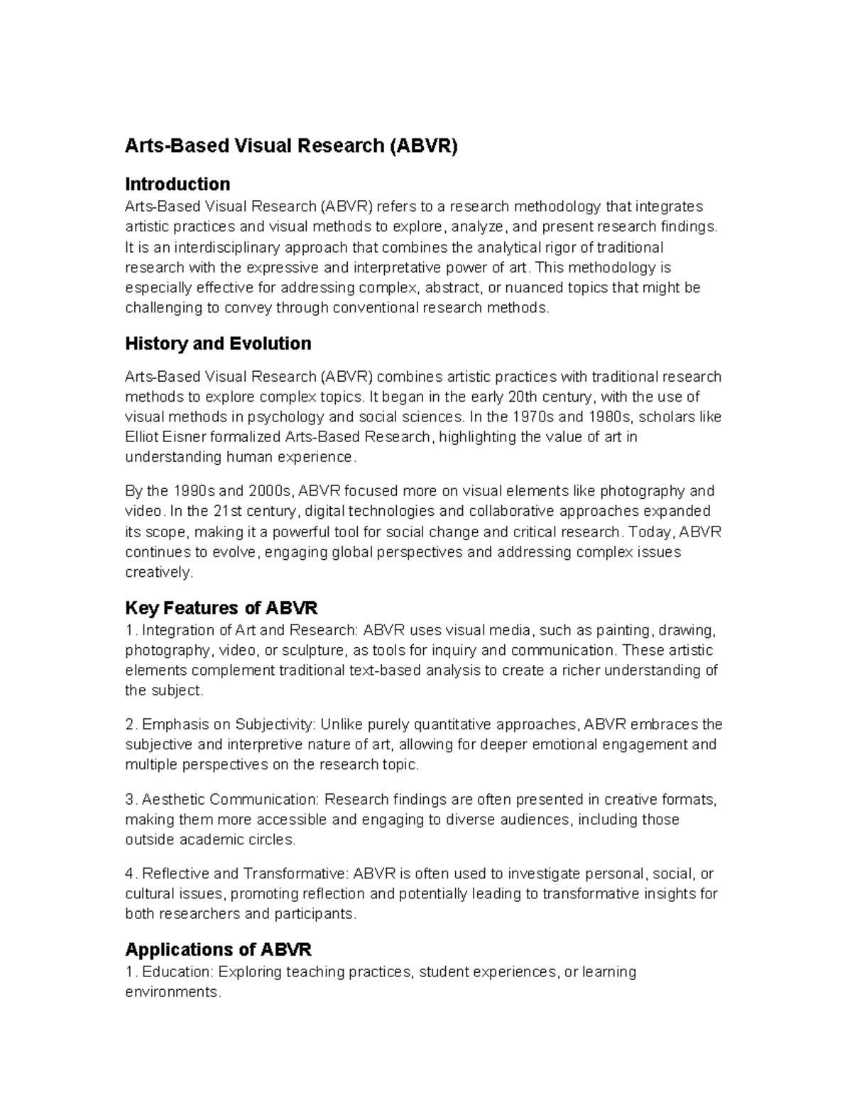 MS Word (Arts Based Visual Research) - Arts-Based Visual Research (ABVR ...