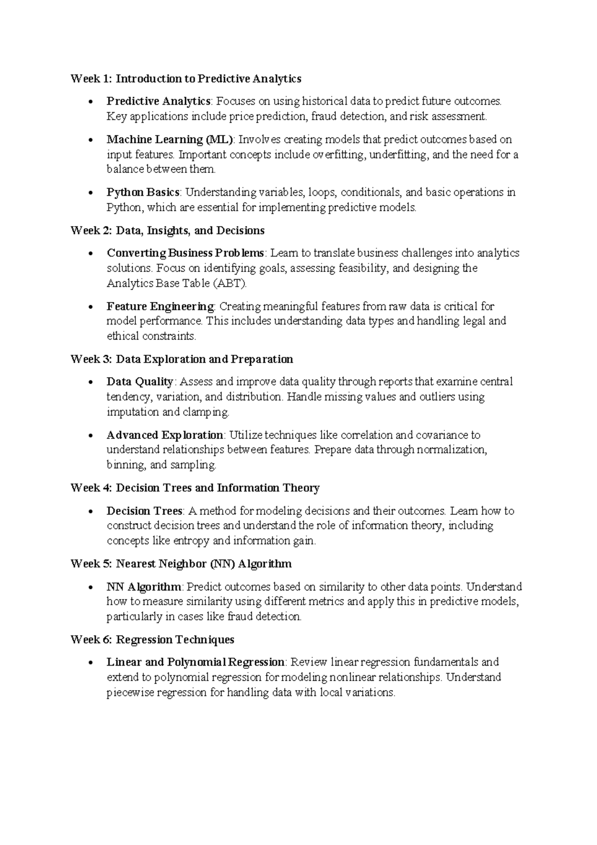 Study notes - Week 1: Introduction to Predictive Analytics Predictive ...