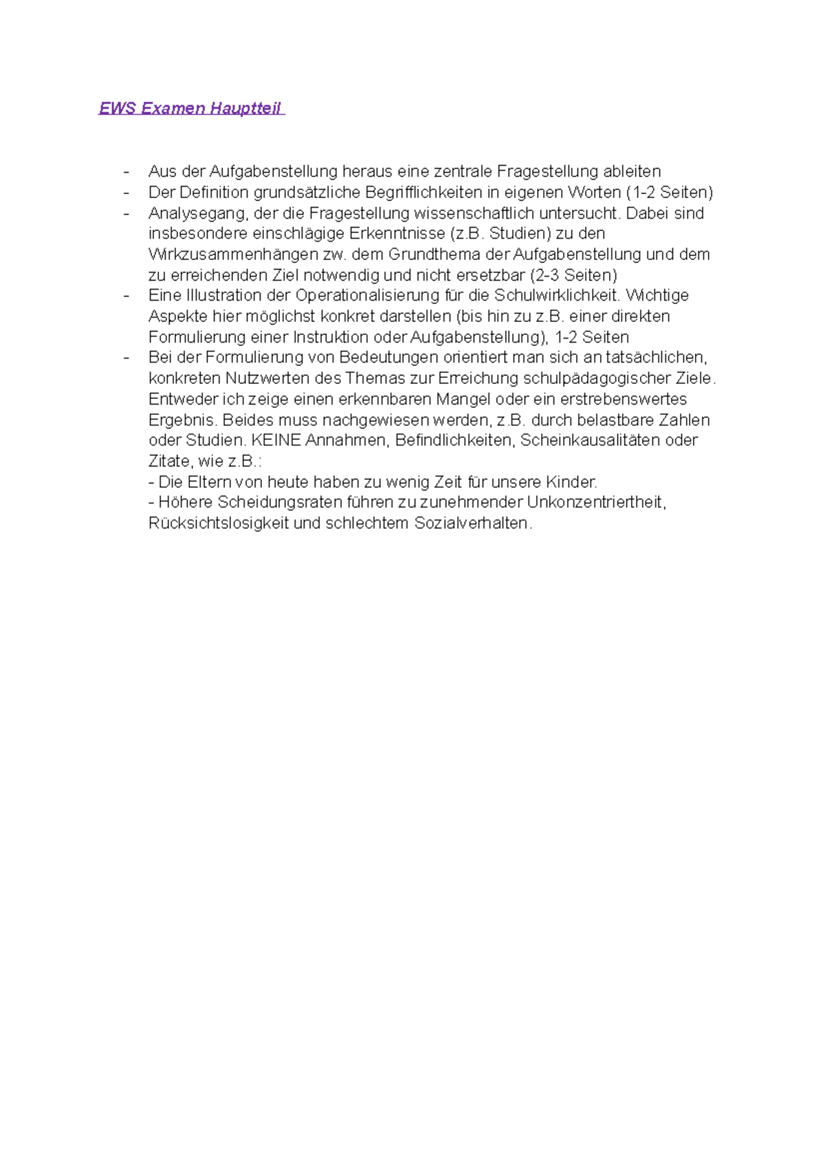 Ews Examen Uni Regensburg Wichtige Hinweise Examen EWS - EWS Examen Hauptteil Aus der