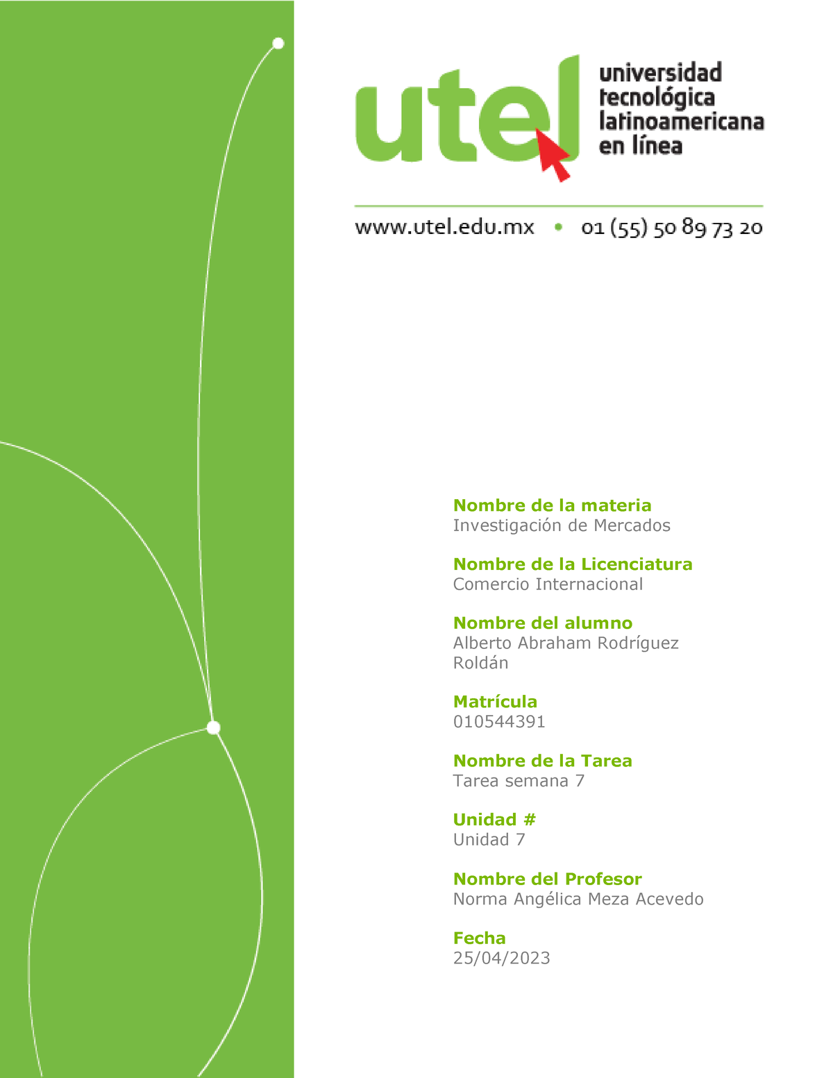 Actividad 7 Investigación De Mercados Nombre De La Materia Investigación De Mercados Nombre De 3541