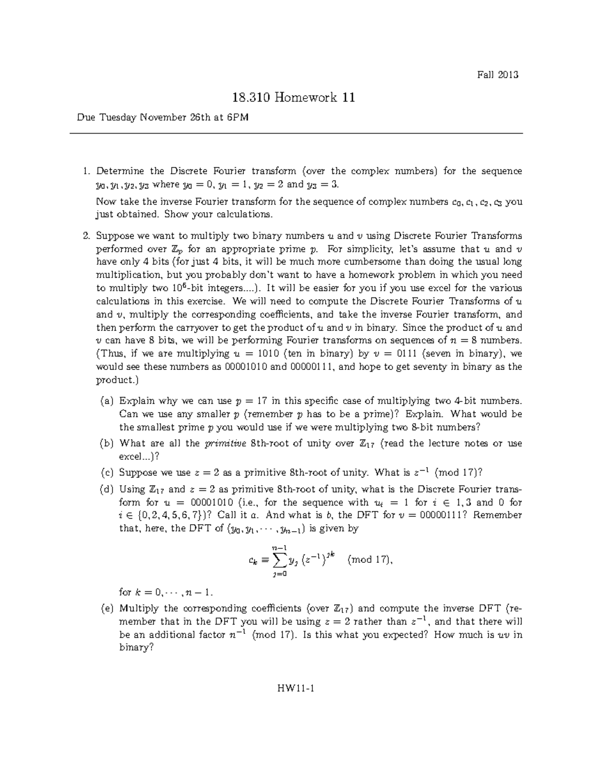 MIT18 310F13 Homework 11 - Fall 2013 18 Homework 11 Due Tuesday ...