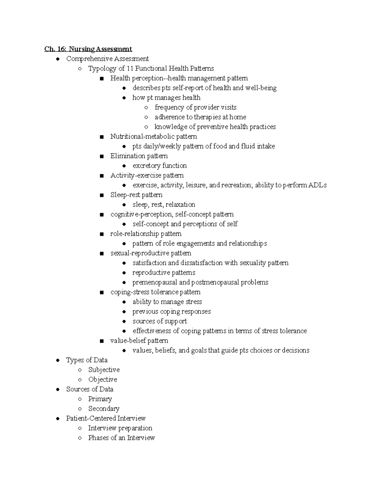 Chapter 16-nursing Assessment - Ch. 16: Nursing Assessment ...