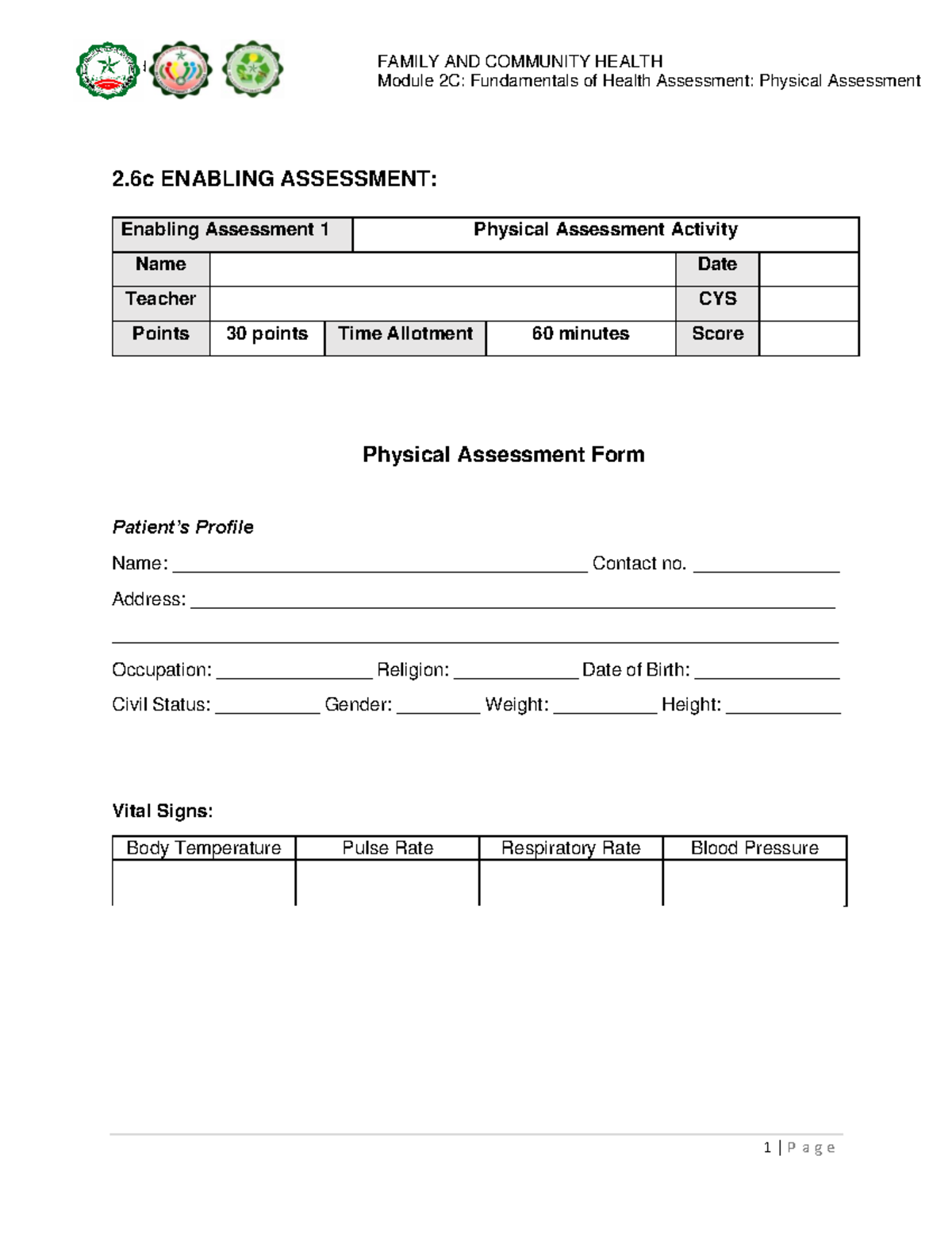 Module-2C-Physical-Assessment (Enabling assessment 1)(3) - Fundamentals ...