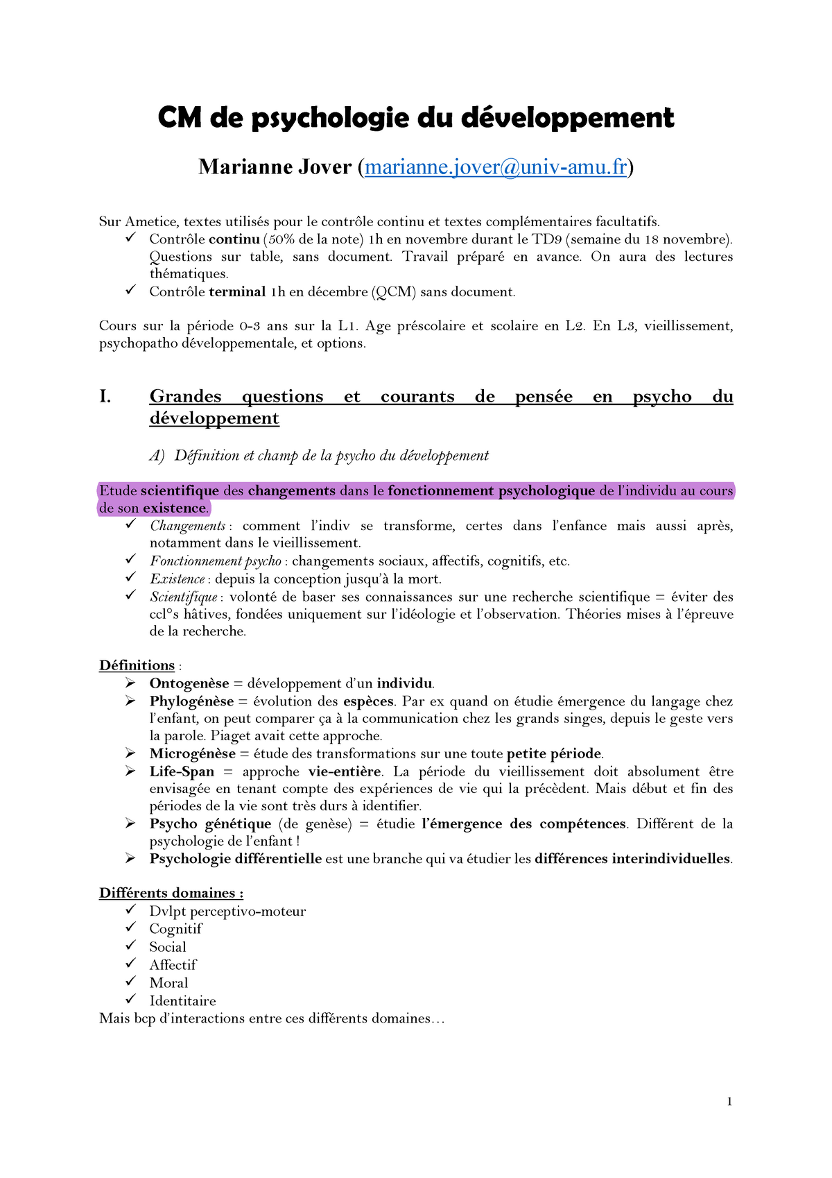 COURS psychologie du d veloppement programme complet S1 Warning