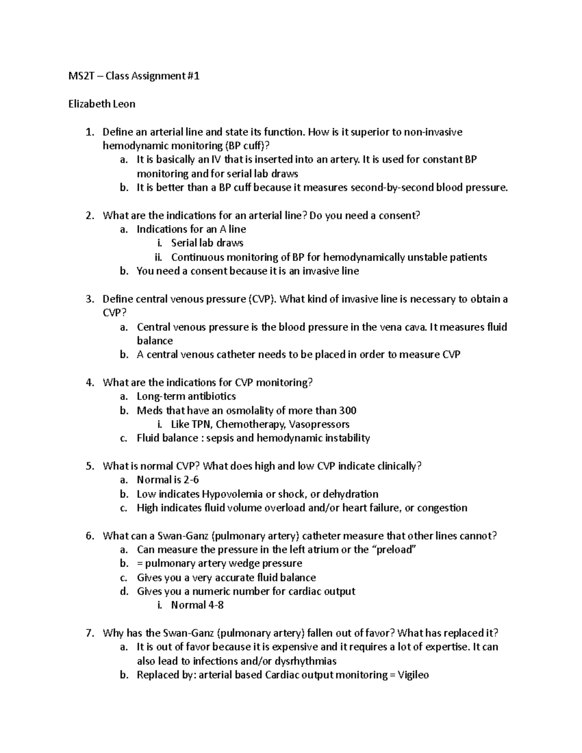 MS2 Assignment #1 - MS2T – Class Assignment # Elizabeth Leon Define an ...