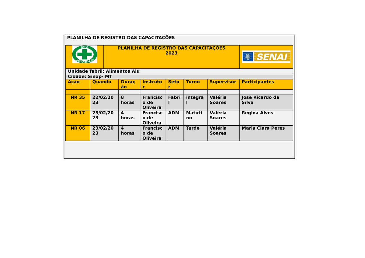 Anexo Planilha De Registro Das Capacita Es Planilha De Registro Das Capacita Es Planilha