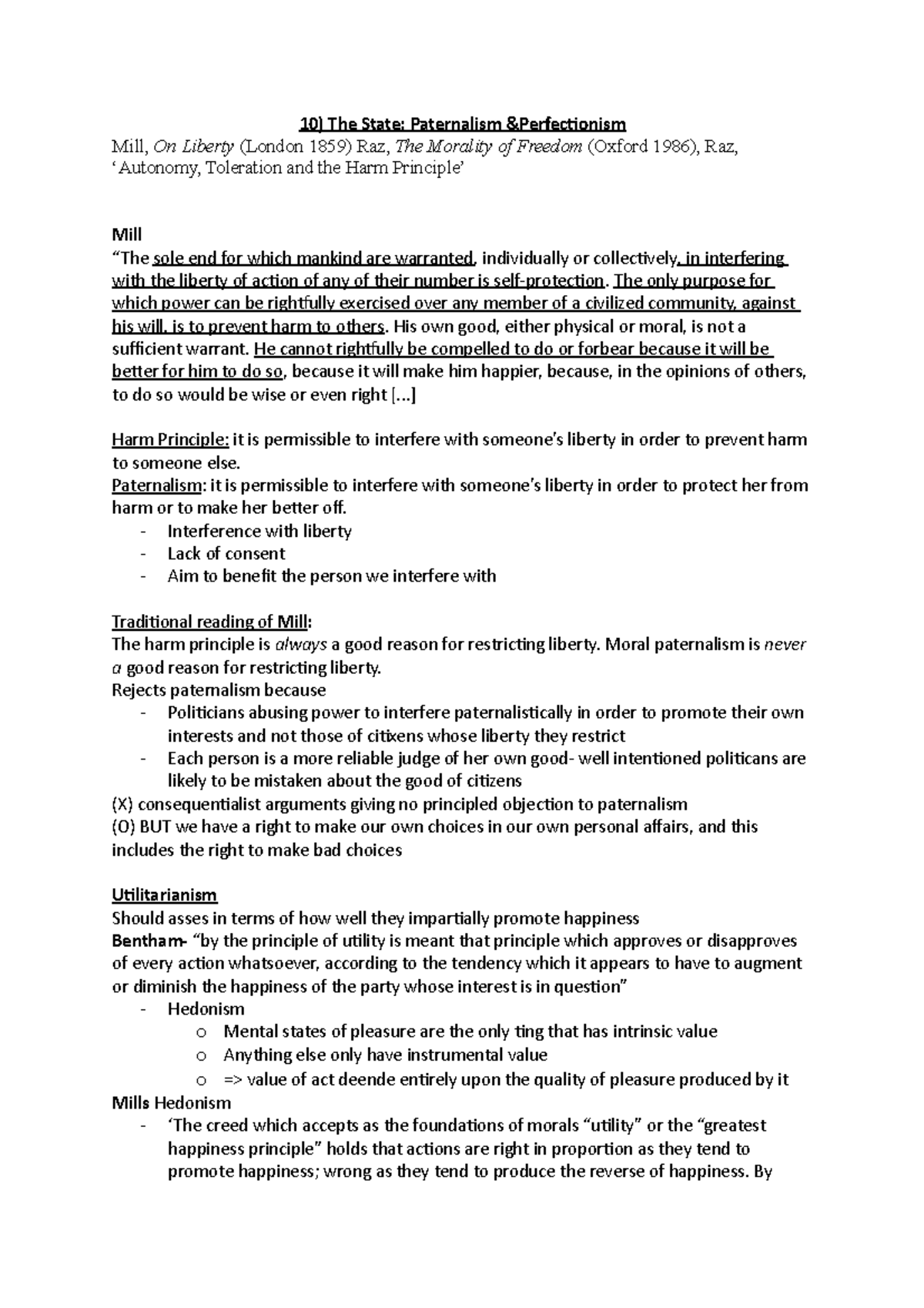 10) The state paternalism - 10) The State: Paternalism &Perfectionism ...