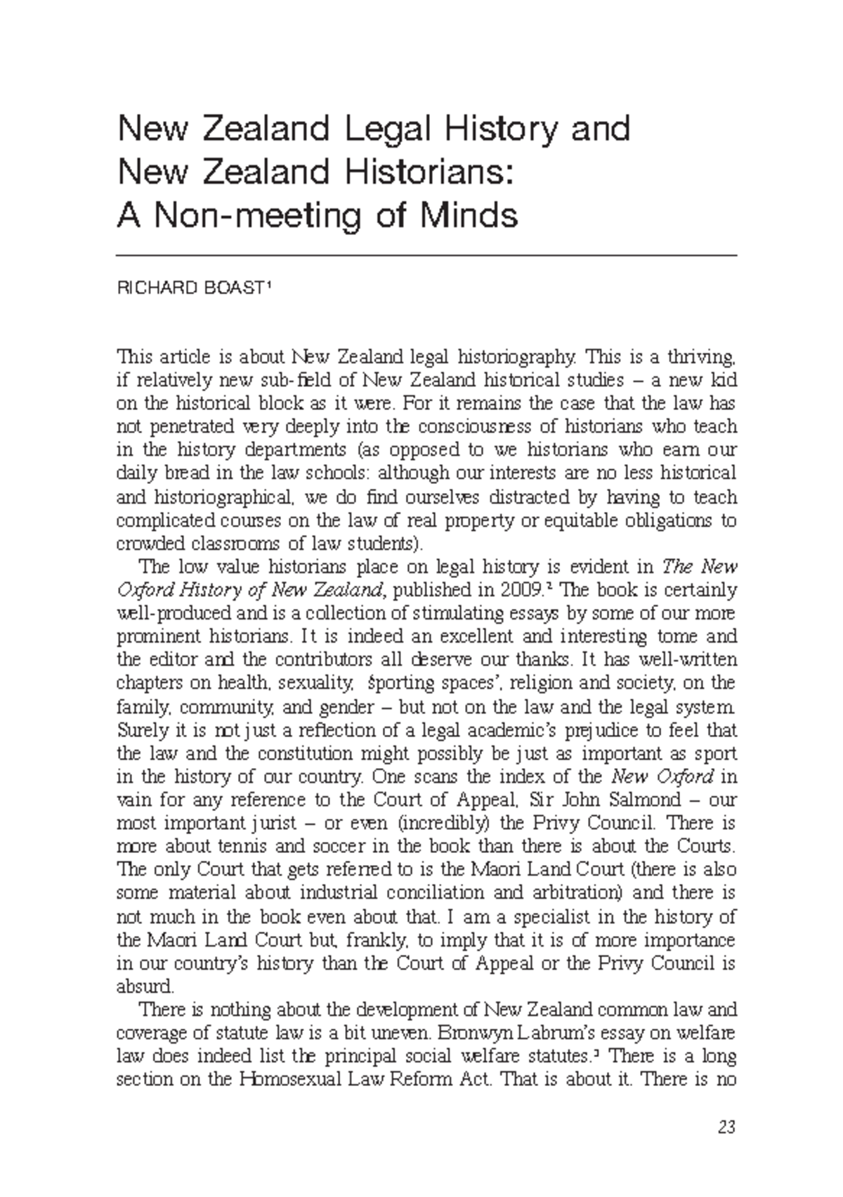 Reading for legal history - New Zealand legal History and New Zealand ...