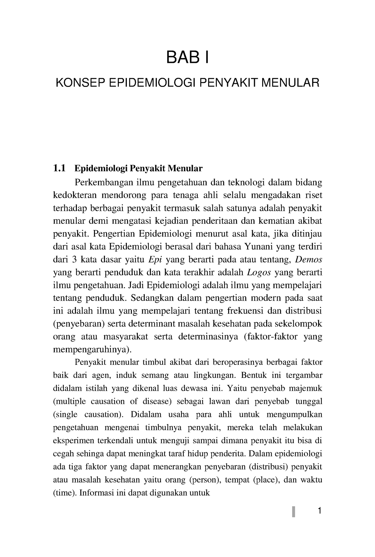 Konsep Epidemiologi Penyakit Menular - BAB I KONSEP EPIDEMIOLOGI ...