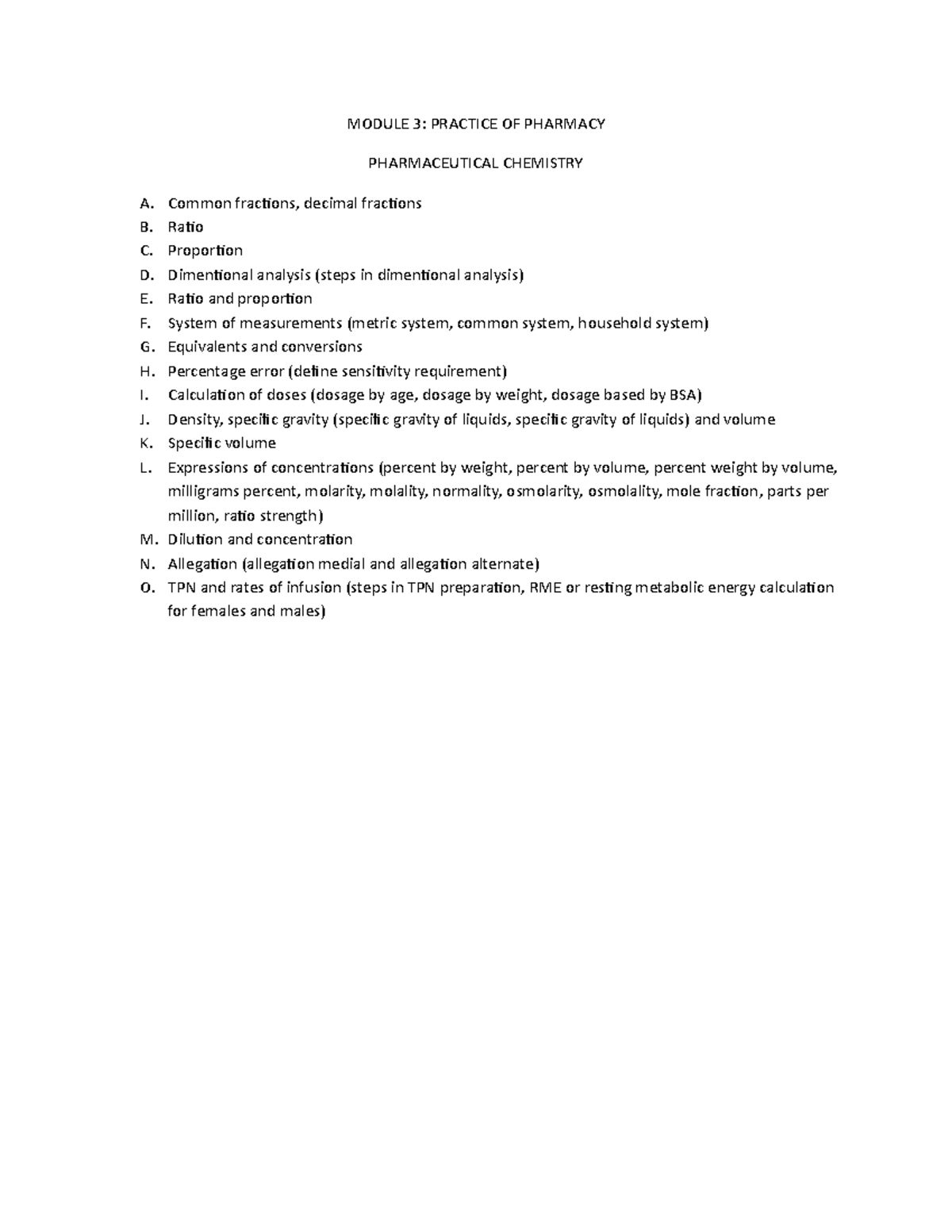 Module 3 pharmaceutical calculations - MODULE 3: PRACTICE OF PHARMACY ...