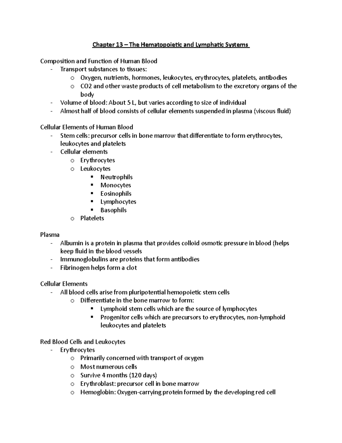 Chapter 13. - The Hematopoietic and Lymphatic Systems docx - Chapter 13 ...