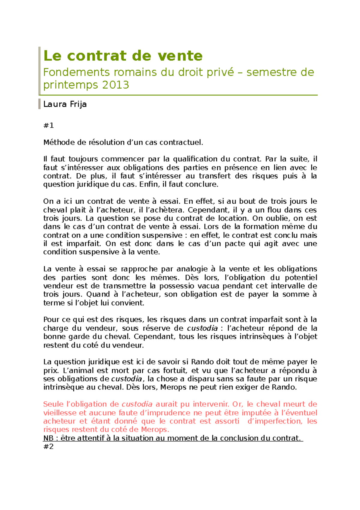 sujet dissertation contrat de vente