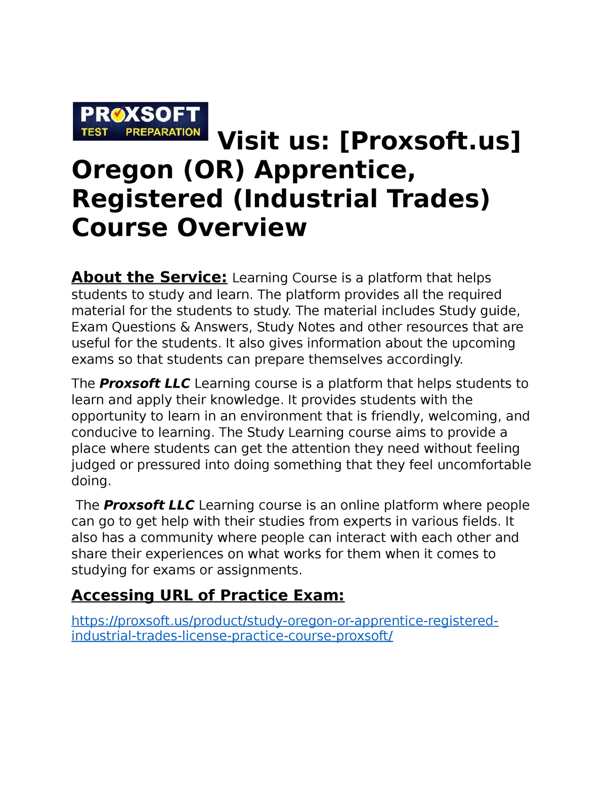 Oregon (OR) Apprentice, Registered (Industrial Trades) Practice Course ...