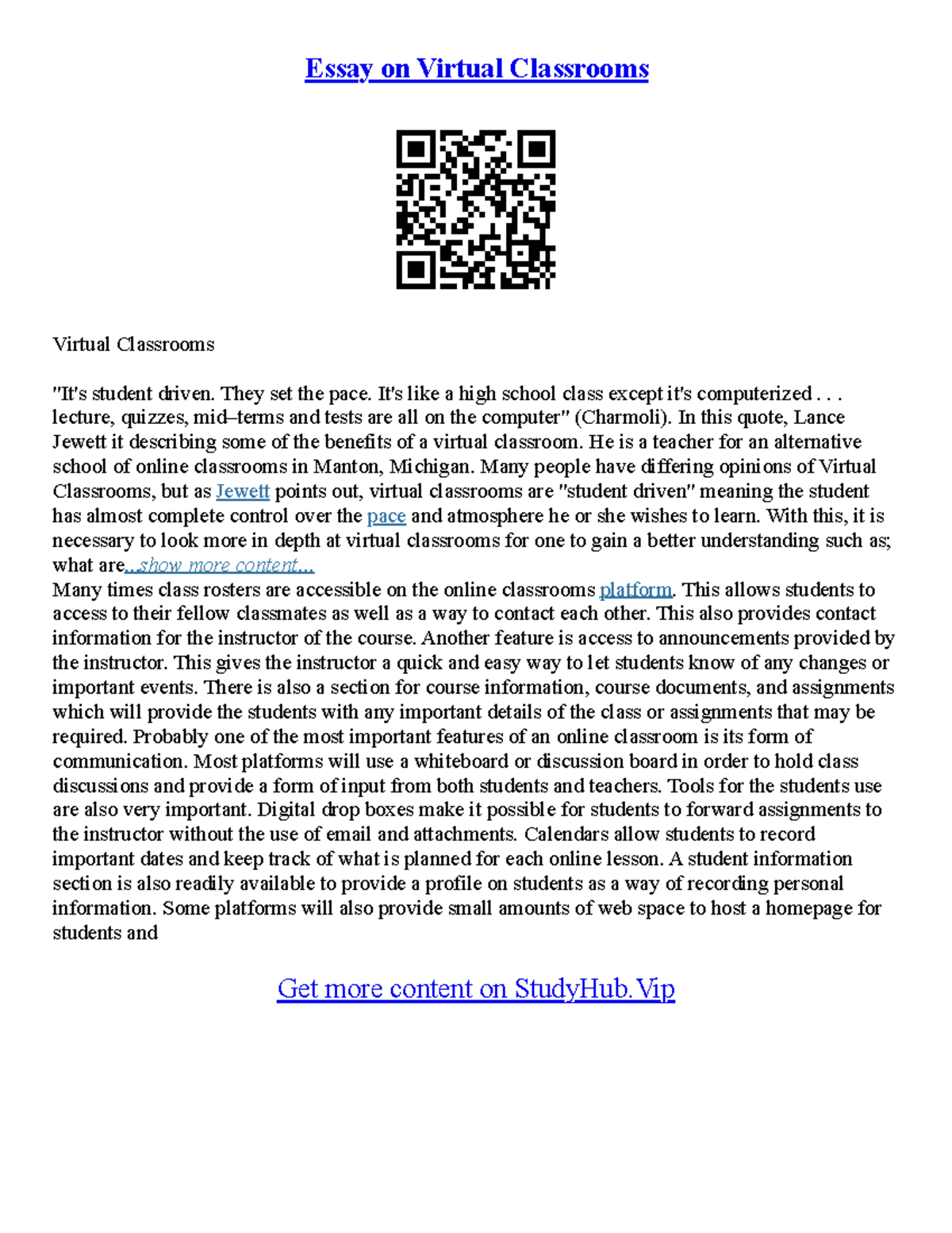 essay on virtual classroom