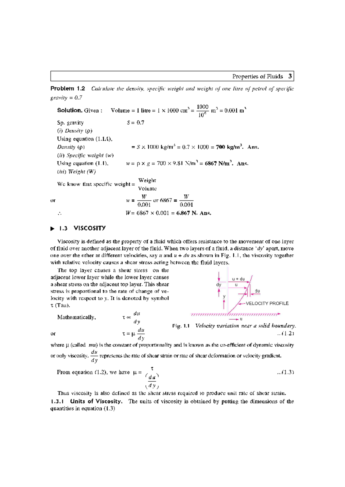 Viscosity notes from RK Bansal - Properties of Fluids 3 Problem 1 ...