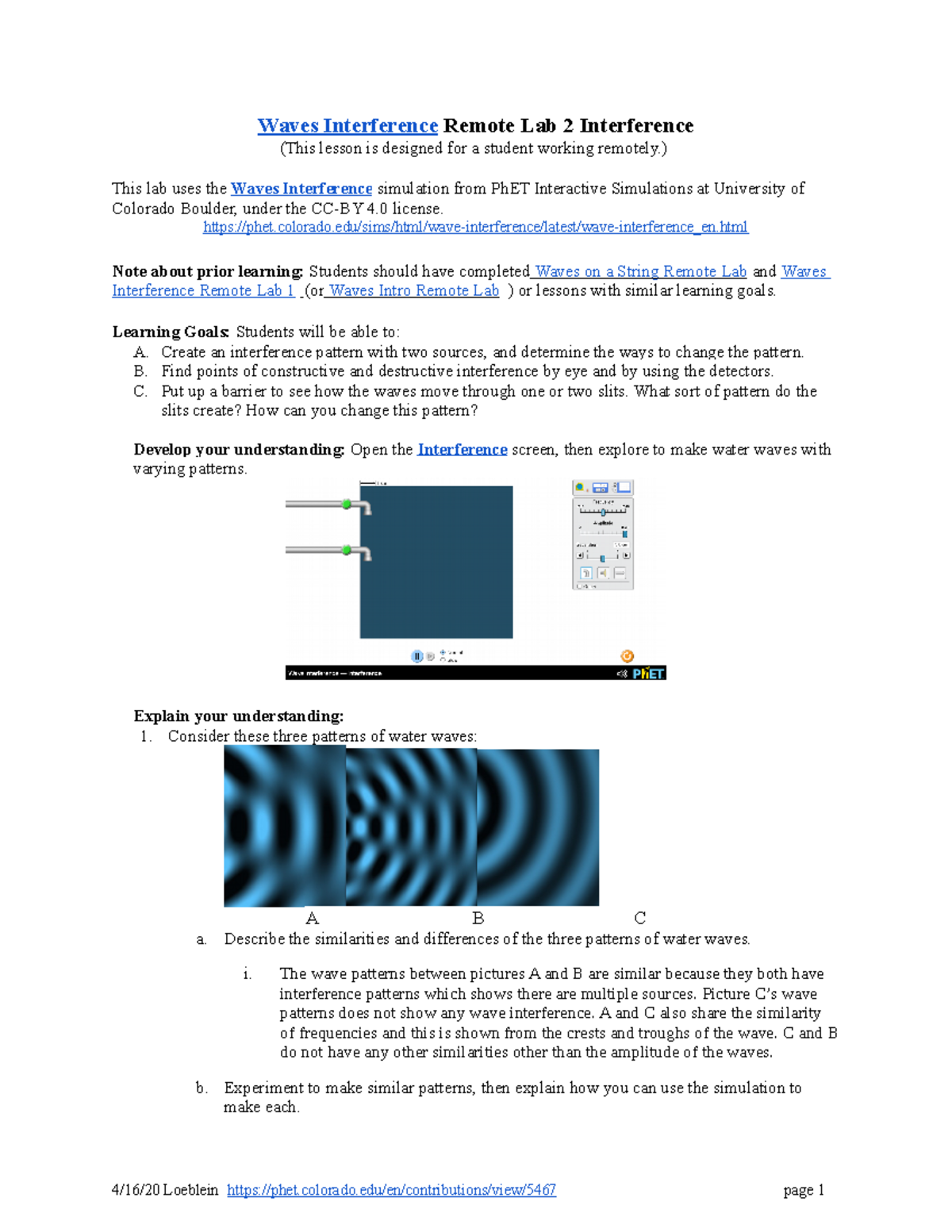 Phet Wave Investigation Answer Key