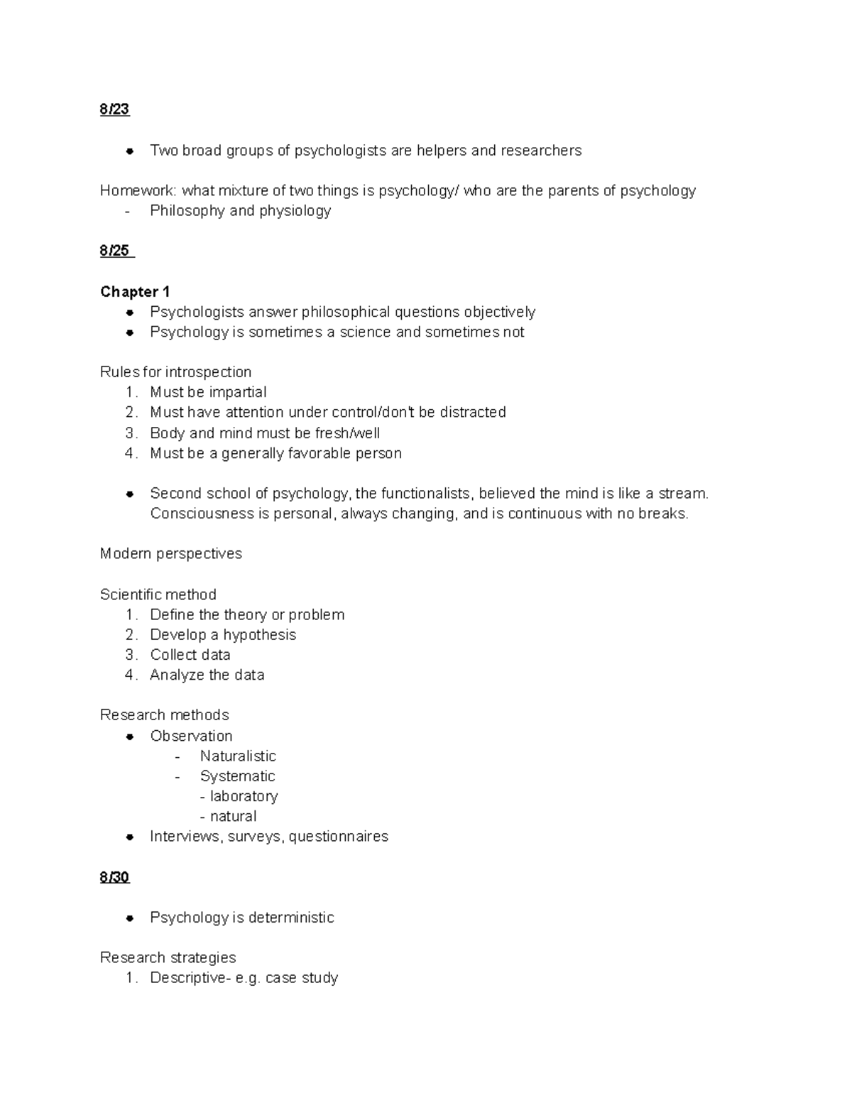 Psych notes - 8/ Two broad groups of psychologists are helpers and ...