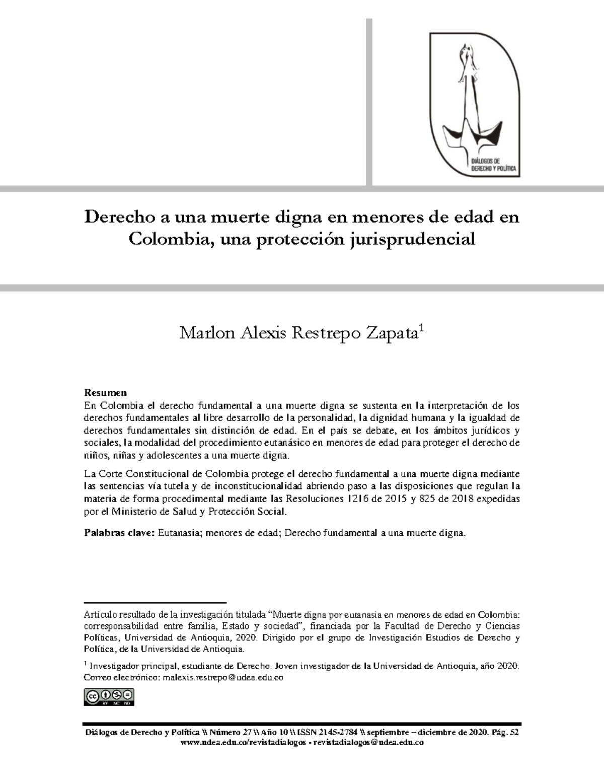 Derecho a una muerte digna - Diálogos de Derecho y Política \ Número 27 ...