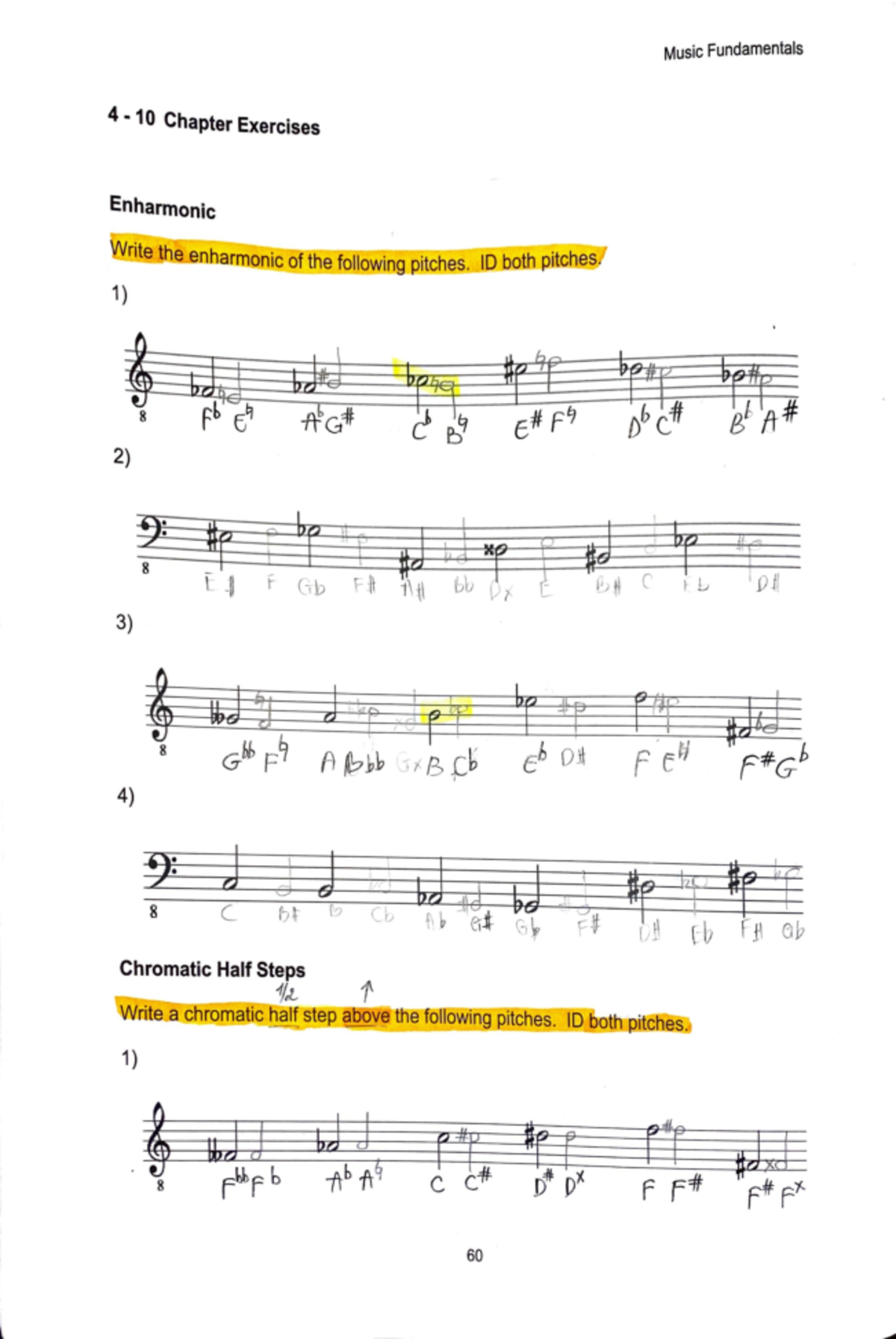 Music 02 - Music Fundamentals 4 • 10 Chapter Exercises Enharmonic 'lW ...