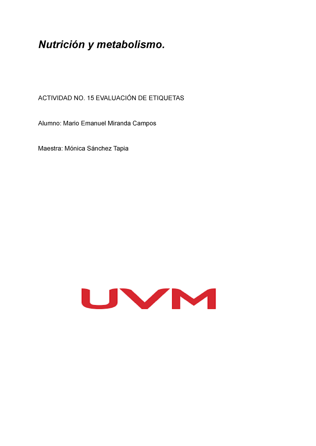 A15 Memc Blackboard Activity Nutrición Y Metabolismo Actividad No 15 EvaluaciÓn De 1219