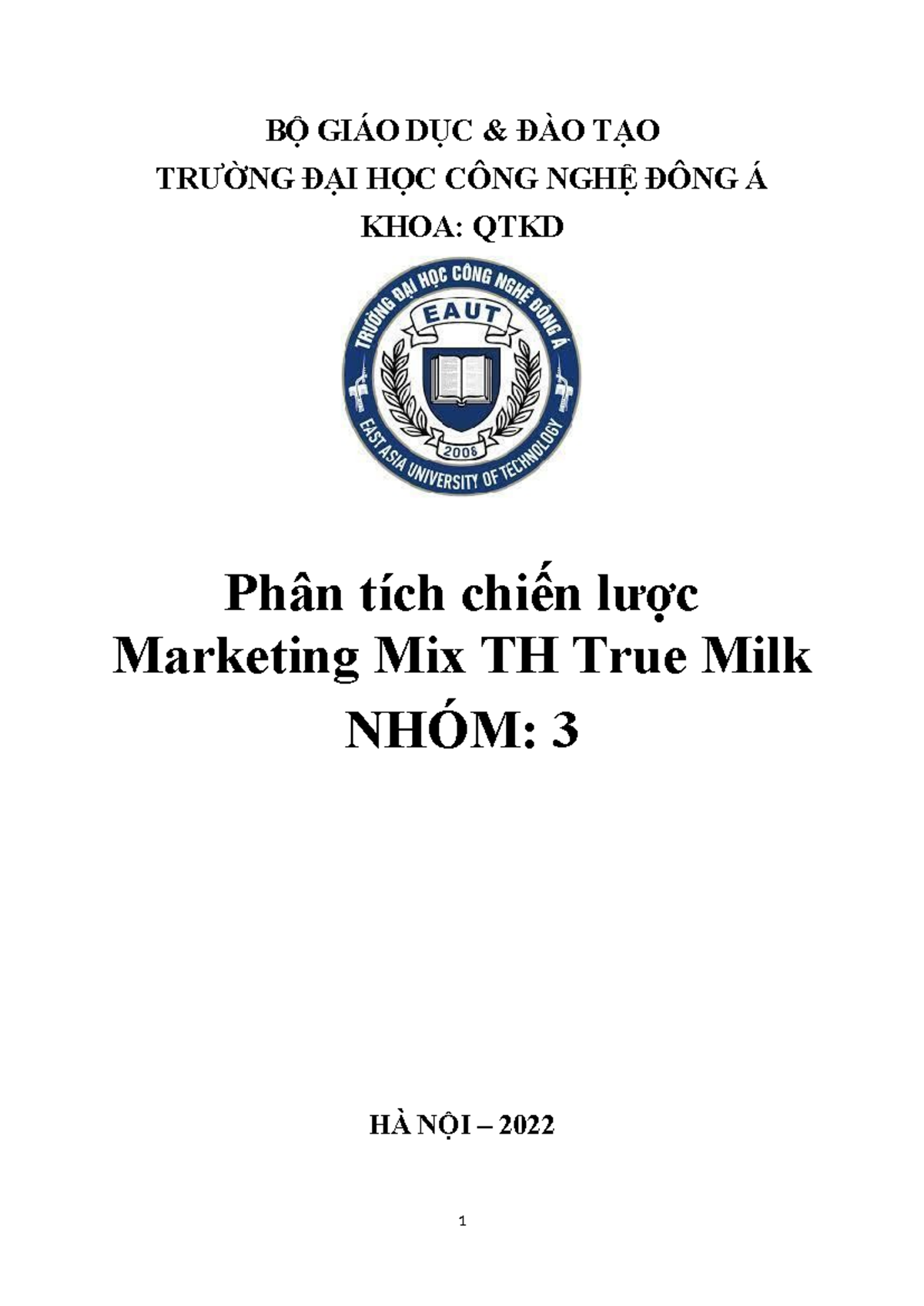 Phan tich chin lc MKT ca TH true mil - BỘ GIÁO DỤC & ĐÀO TẠO TRƯỜNG ĐẠI ...