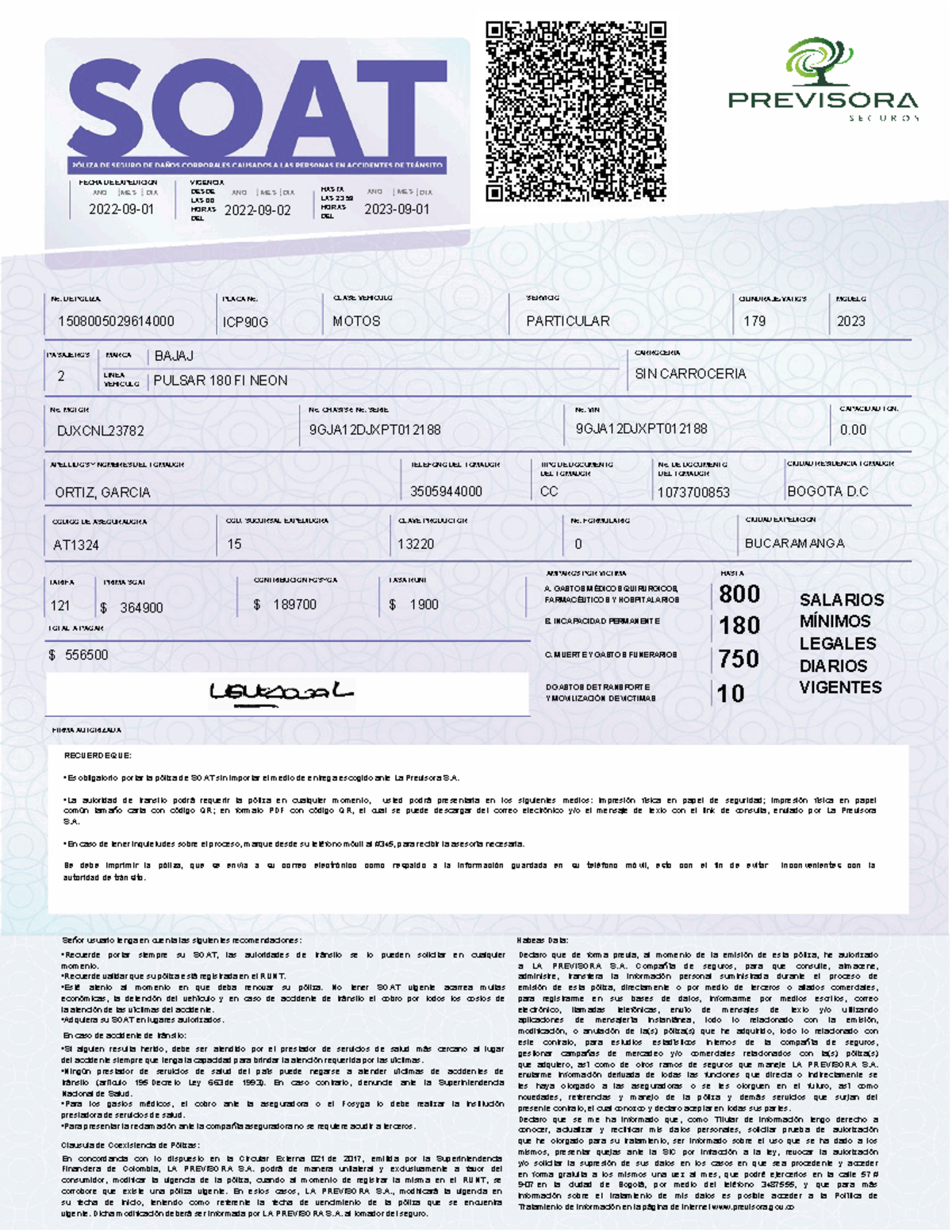 UMA Bogota ICP90G - SOPORTES DE SOAT - 2022-09-01 2022-09-02 2023-09 ...