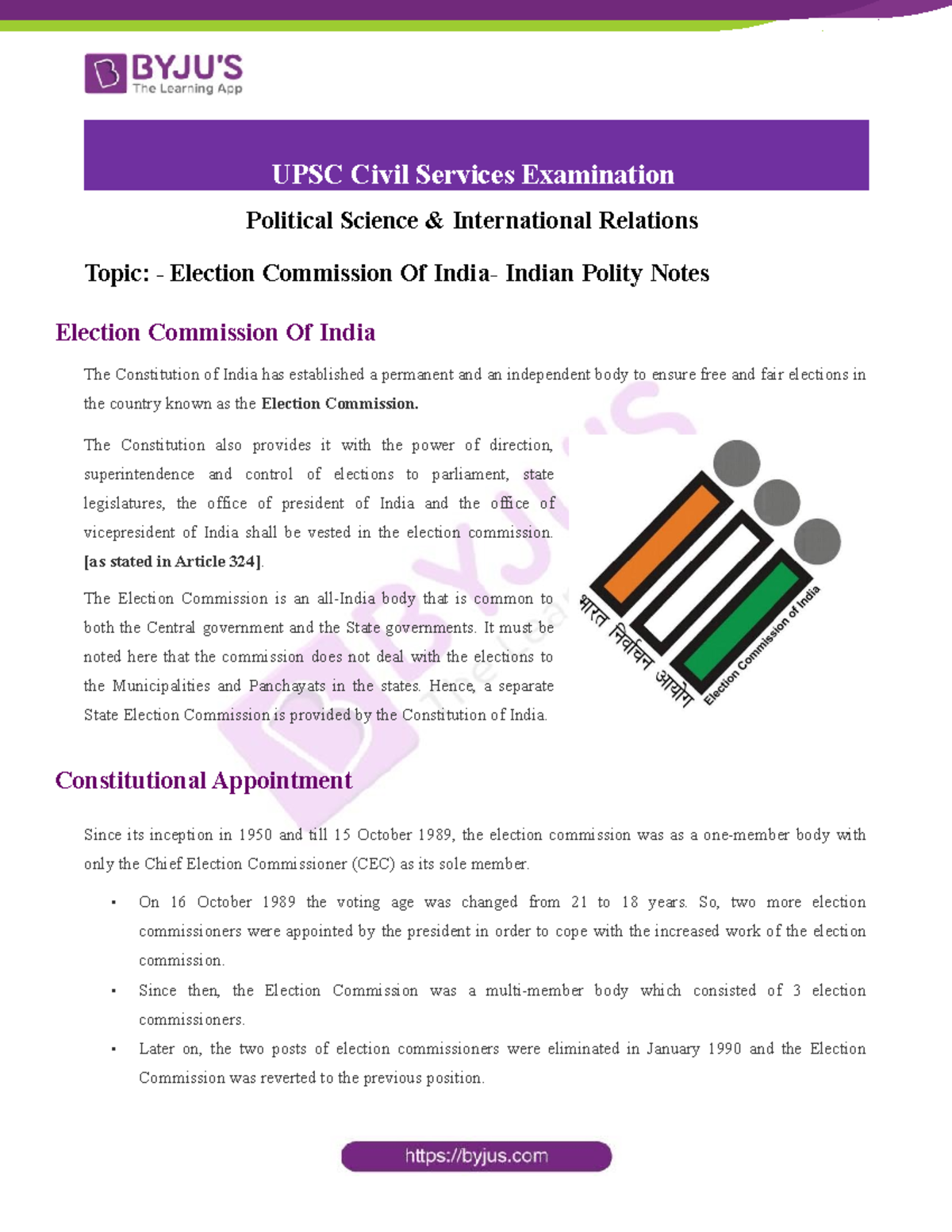 Election-Commission - UPSC Civil Services Examination Political Science ...