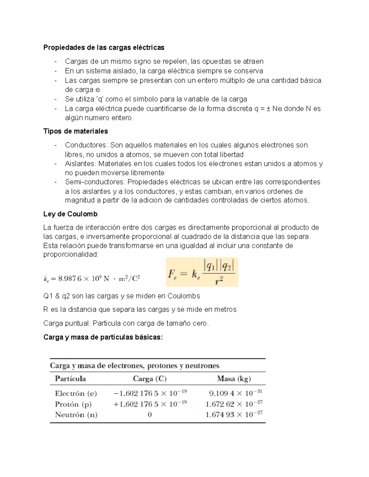Electricidad Introduccion Campo eléctrico Propiedades de las
