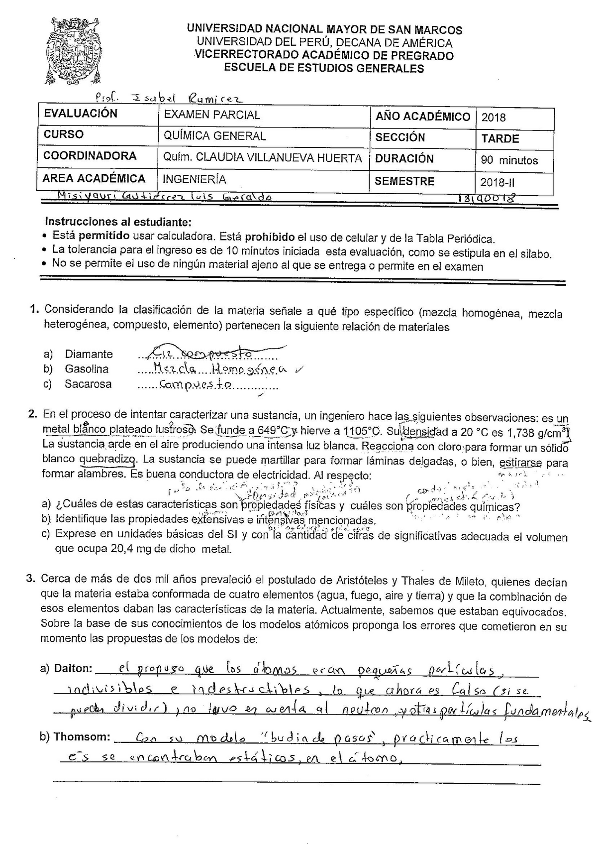 Examen 2018, preguntas y respuestas - Química Química ...