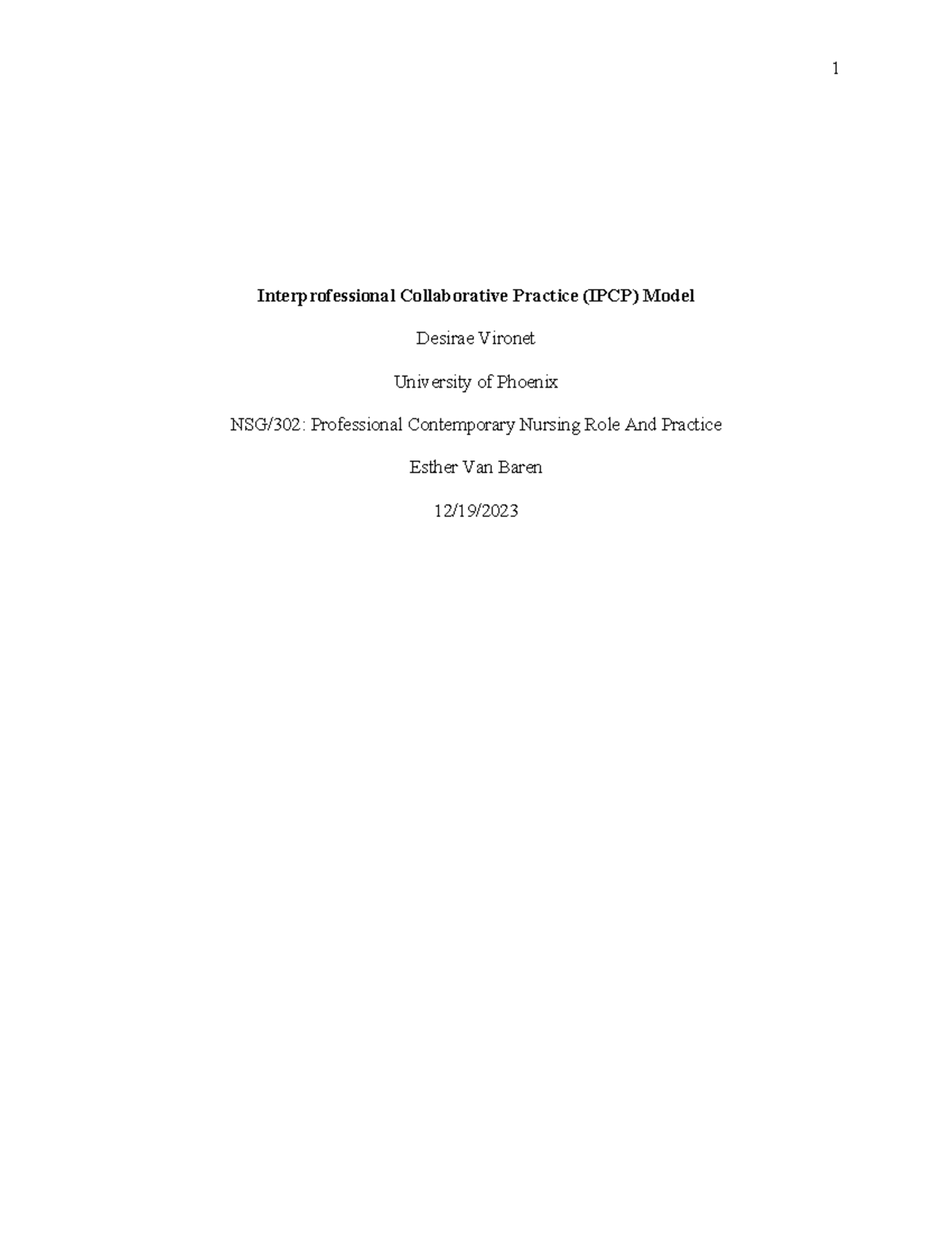 IPCP Model - Interprofessional Collaborative Practice (IPCP) Model ...
