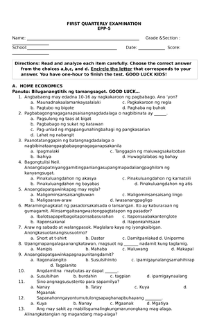 Grade 5 First Periodical Test In MATH - FIRST QUARTERLY EXAMINATION ...