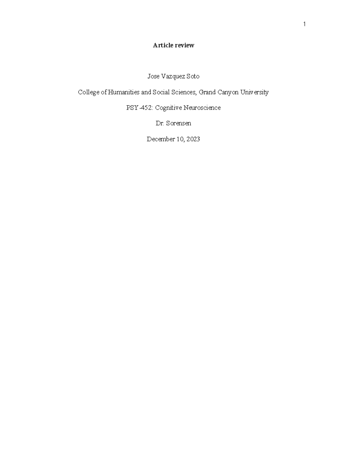 Article review - coursework - Article review Jose Vazquez Soto College ...