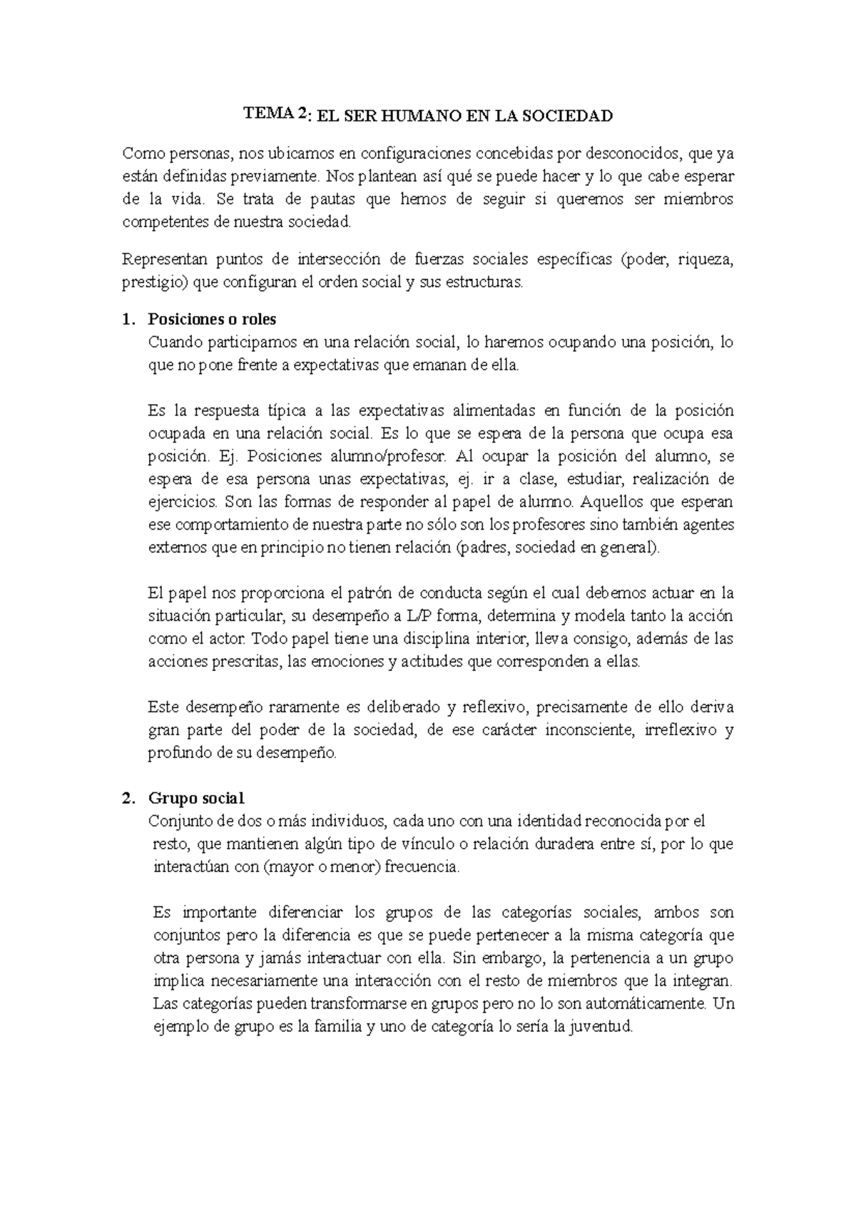 Sociología - Apuntes 1-7 - TEMA 2: EL SER HUMANO EN LA SOCIEDAD Como ...