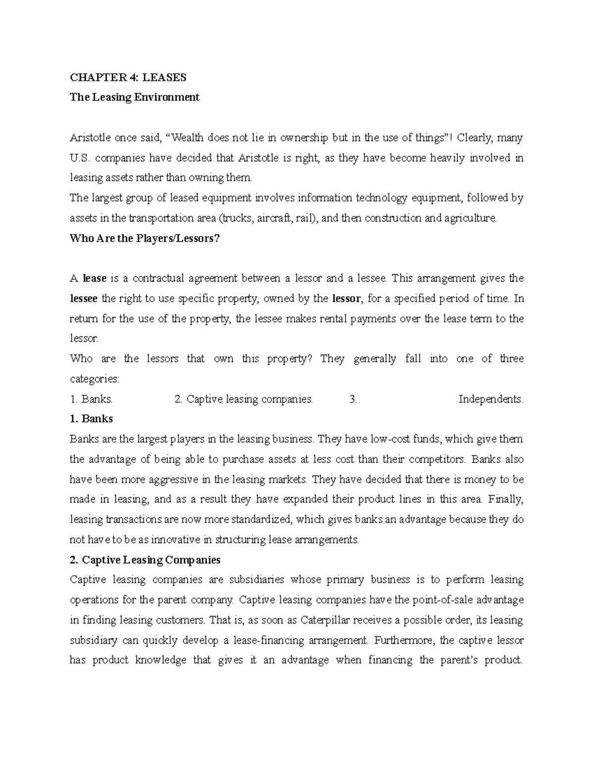 Chapter 4 interm - it Is a Very Nice Note - CHAPTER 4: LEASES The ...