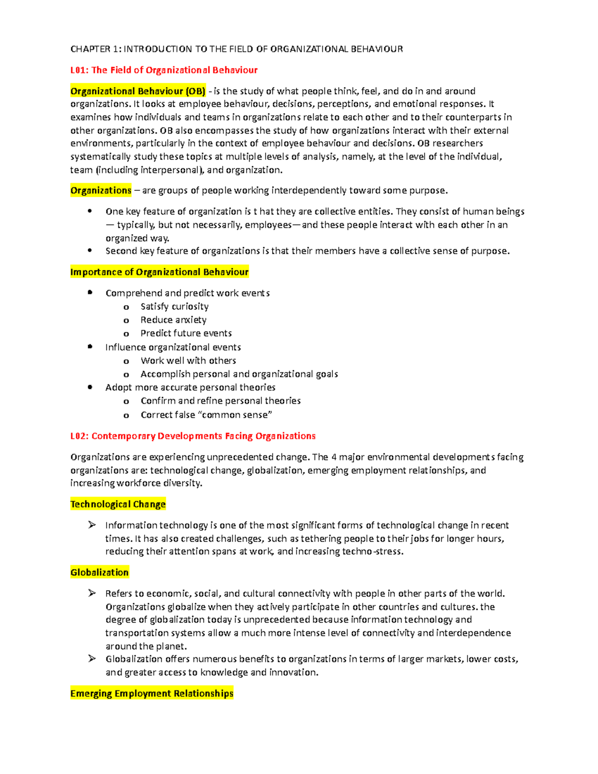 Notes Chapter 1 - CHAPTER 1: INTRODUCTION TO THE FIELD OF ...