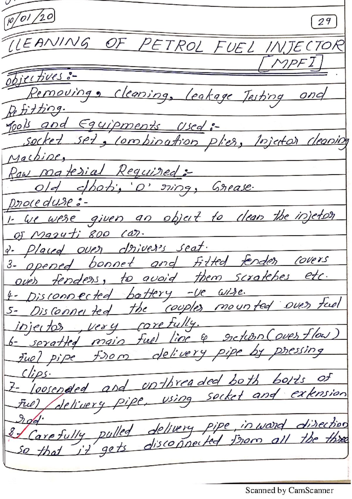 Petrol Fuel injector - Lab notes - Automobile Engineering - Scanned by ...