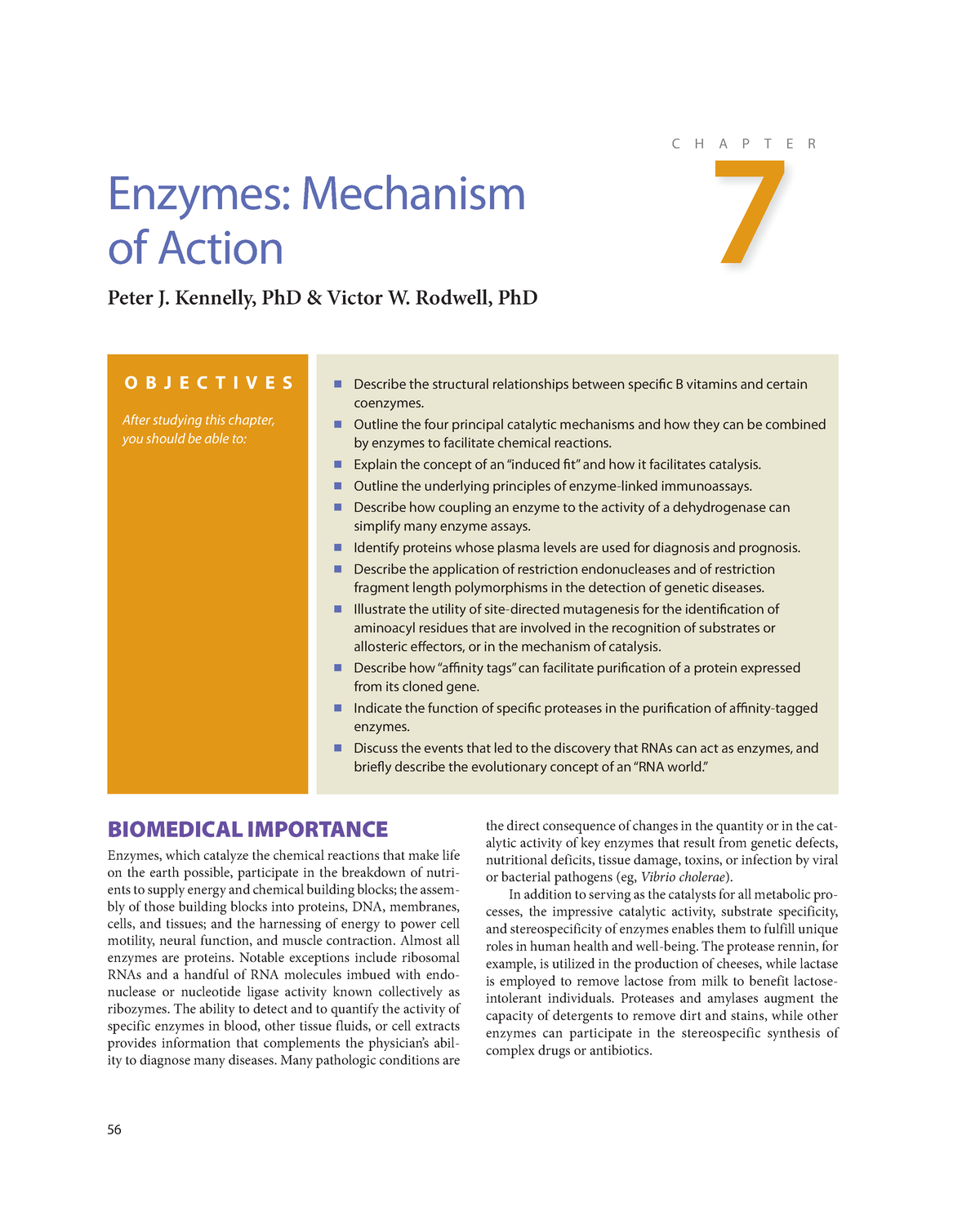 Biochemistry-2-23 - N/A - 56 BIOMEDICAL IMPORTANCE Enzymes, which ...