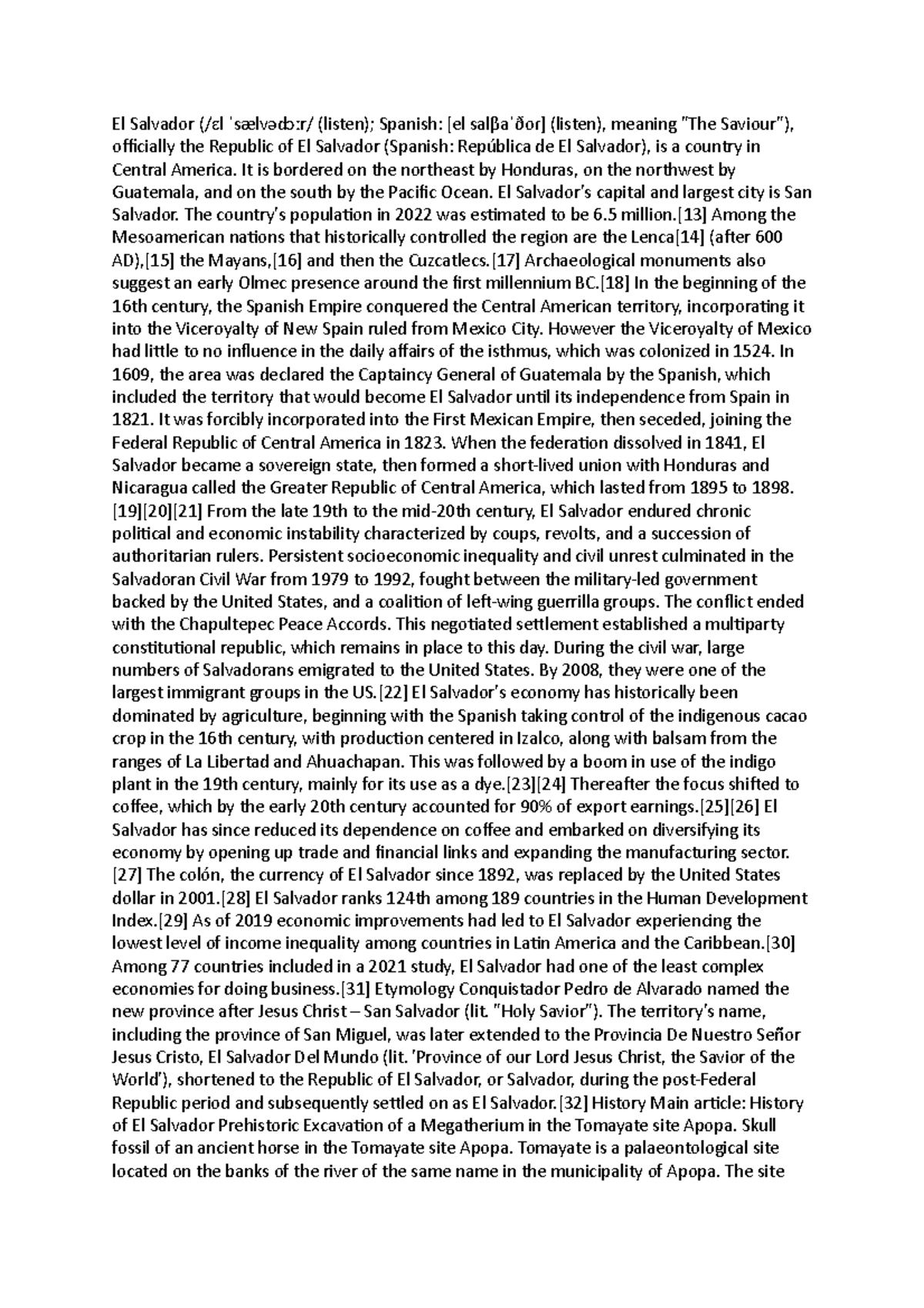 El Salvador Summary El Salvador (/ l sælv dɛ ˈ ə ɔː r/ (listen