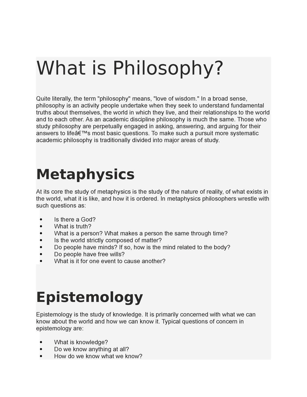 What Is Philosophy for?